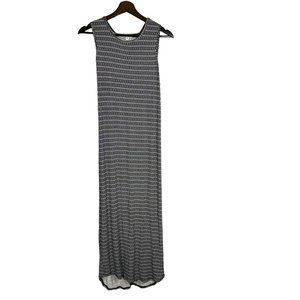 CAbi Black White Print Sleeveless Back Twist Full Length Dress Small